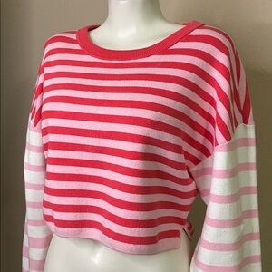 Daily Practice Anthropologie candy Striped Pink cropped sweater XS ❤️❤️